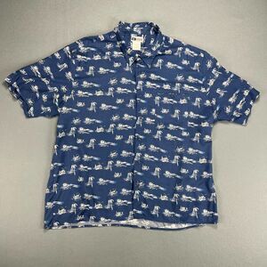 Untied Shirt Men's 2XL Short Sleeve Button Up Blue Hawaiian AOP Print